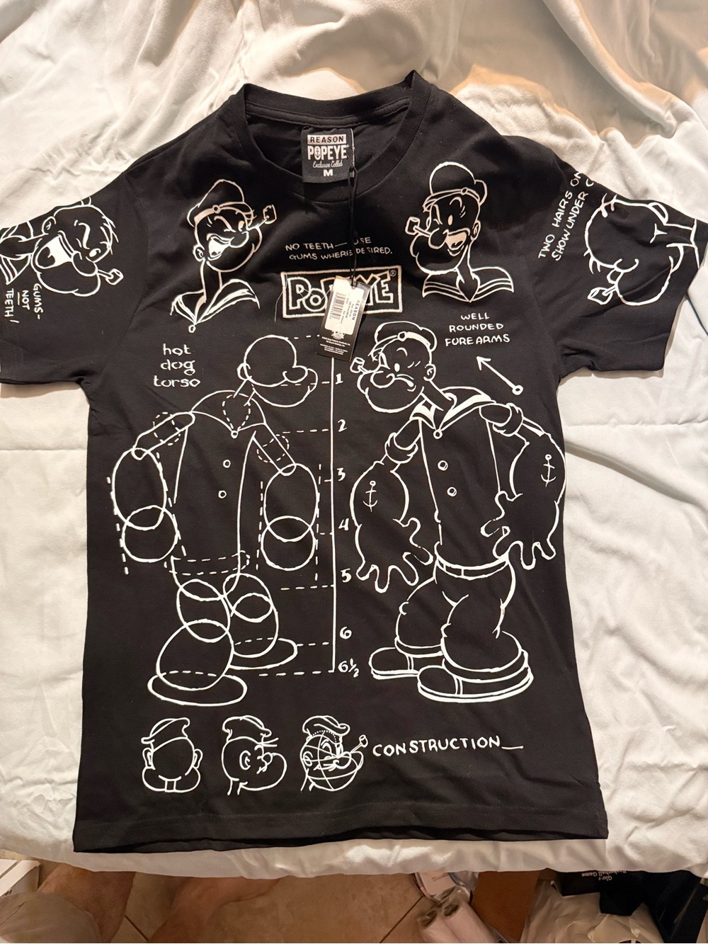 Reason Black Graphic Popeye Short Sleeve Tee